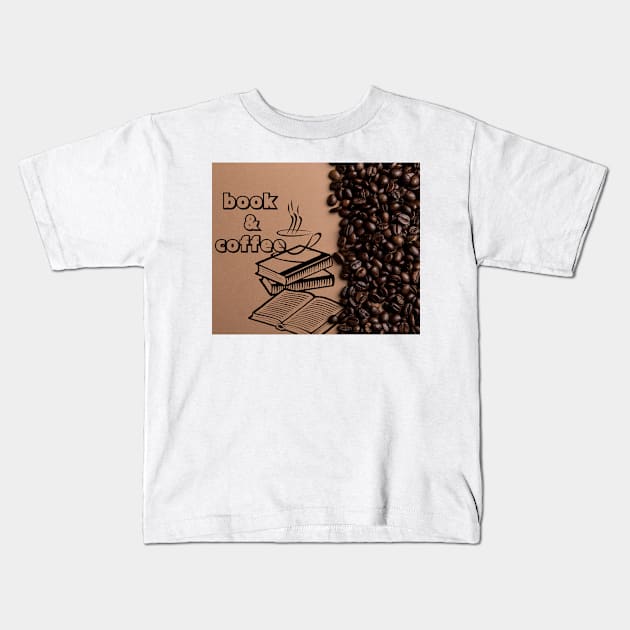 coffee  and book Kids T-Shirt by ayoubShoop